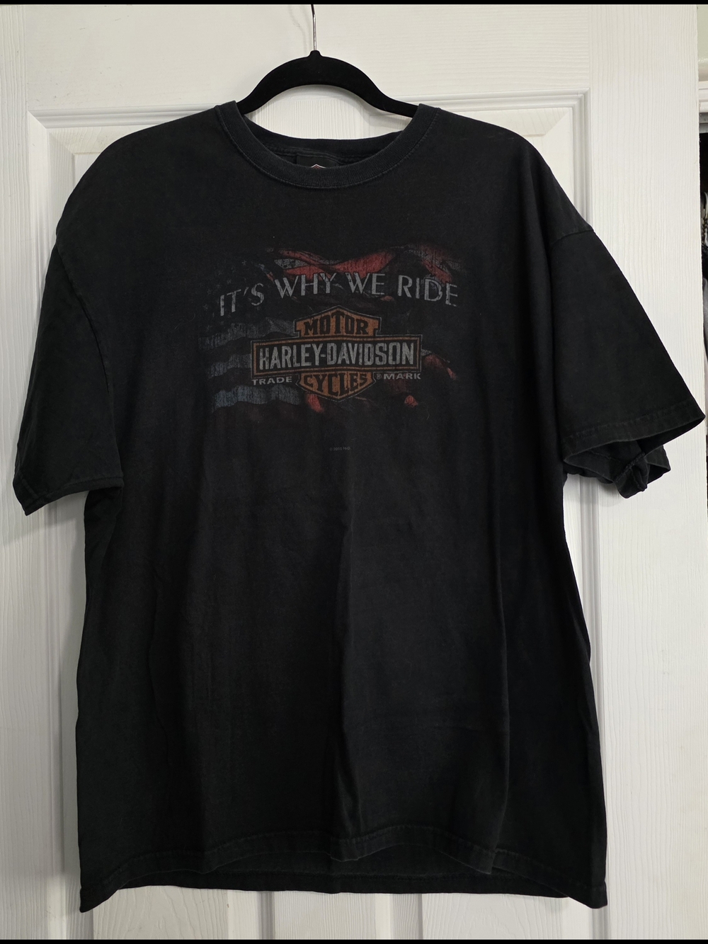 Dothan Harley-Davidson Black Tee with Red and Orange Shield Graphic